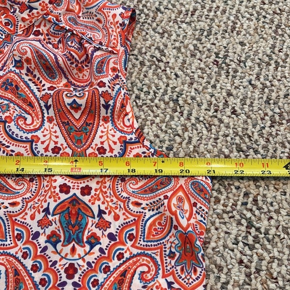 Artisan NY Paisley Sleeveless Blouse - Orange and Blue. Large - Picture 8 of 10